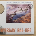 1994 D Day 50th Anniversary 2 Pounds Coin Cover - Guernsey First Day Cover