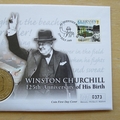 1999 Winston Churchill 125th Birth Anniversary 5 Pounds Coin Cover - Guernsey First Day Cover
