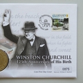 1999 Winston Churchill 125th Birth Anniversary 5 Pounds Coin Cover - Guernsey First Day Cover