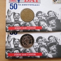 1995 VE Day 50th Anniversary 2 Pounds Coin Cover Set - Isle of Man First Day Cover