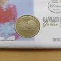 2001 The Golden Jubilee 100 Days To Go 50p Pence Coin Cover - First Day Cover Isle of Man