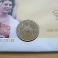 2002 The Queen's Golden Jubilee $1 Coin Cover - Guernsey First Day Cover 65p Stamp