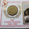 1995 50th Anniversary The United Nations 2 Pounds Coin Cover - Benham First Day Cover