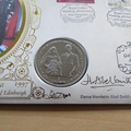 1997 Royal Golden Wedding Anniversary 1 Crown Coin Cover - Benham First Day Cover - Signed