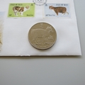 1989 Manx Cats Isle of Man 1 Crown Coin Cover - IOM Post Office First Day Cover