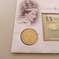2003 The Coronation Anniversary 5 Pounds Banknote Coin Cover - Royal Mail First Day Covers
