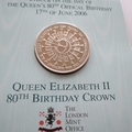 2008 Queen Elizabeth II 80th Birthday 5 Pounds Coin - The London Mint Office