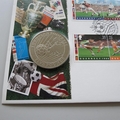 1996 A Tribute To European Football 5 Pounds Coin Cover - Guernsey First Day PNC Cover