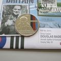 2010 Battle of Britain 70 Years Douglas Bader 5 Pounds Coin Cover - BIOT PNC First Day Covers
