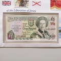 1995 Liberation of Jersey 50th Anniversary 1 Pound Banknote Cover - First Day Cover Mercury