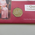 2003 Queen's Coronation Jubilee 50p Pence Coin Cover - Papua New Guinea PNC - Crown & Orb
