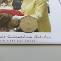 2003 Queen's Coronation Jubilee 50p Pence Coin Cover - Kiribati PNC FDC - Royal Regalia