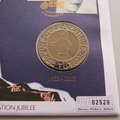 2003 Queen's Coronation Jubilee BU 5 Pounds Coin Cover - UK PNC First Day Covers