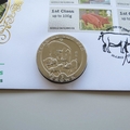 2012 Pigs British Farm Animals 1 Crown Coin Cover - Benham Signed UK PNC