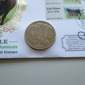 2012 Cattle British Farm Animals 1 Crown Coin Cover - Benham Signed UK PNC