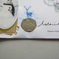 2014 Merry Christmas Isle of Man 50p Coin Cover - Benham Signed UK PNC First Day Covers