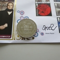 2015 Inventive Britain Charles Babbage 1 Crown Coin Cover - Benham Signed UK PNC
