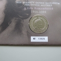 2002 The Queen Mother A Life Remembered 5 Pounds Coin Cover - Royal Mail First Day Cover