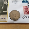 2005 Churchill 40th Anniversary 1 Crown Coin Cover - Benham First Day Cover Signed by Celia Sandys