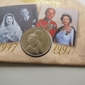 1997 Queen Elizabeth II Golden Wedding Anniversary 5 Pounds Coin Cover - Mercury First Day Cover