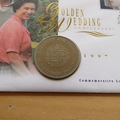 1997 Queen Elizabeth II Golden Wedding Anniversary Crown Coin Cover - UK First Day Cover - Mercury