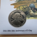 1994 D-Day 50th Anniversary Omaha Beach 5 Crowns Coin Cover - Grand Turks First Day Cover