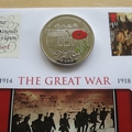 2016 The Great War  World War I 1 Crown Coin Cover - Benham First Day Cover