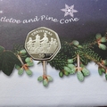 2002 Christmas Isle of Man Silver 50p Pence Coin Cover - First Day Cover Mercury