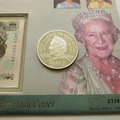 2000 The Queen Mother 100th Birthday 5 Pounds Silver Coin & Banknote First Day Cover - Mercury