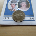 1993 Queen Elizabeth II 40th Coronation Anniversary 2 Pounds Coin Cover - Jersey First Day Cover