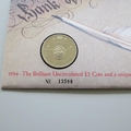 1994 Bank of England Tercentenary 2 Pounds Coin Cover - Royal Mail First Day Cover