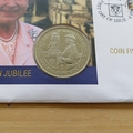 2002 The Queen's Golden Jubilee 1 Crown Coin Cover - Jersey First Day Cover by Mercury