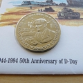 1994 D-Day 50th Anniversary Gold Beach 5 Crown Coin Cover - Turks & Caicos First Day Cover