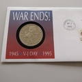 1995 War Ends VJ Day 50th Anniversary 5 Dollar Coin Cover - USA First Day Cover