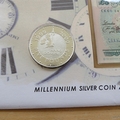 1999 Millennium Silver 5 Pounds Coin & Banknote Cover - UK First Day Cover