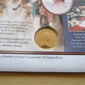 1998 Diana Princess of Wales 1981 Gold Sovereign Coin Cover - Benham Covers