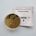 2011 The Royal Wedding Prince William The Royal Kiss Gold Plated Medal