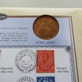 1997 Copper Penny Bicentenary One Penny Coin Cover - Benham First Day Cover - Signed