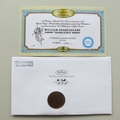 2011 William Shakespeare The Bard of Avon 1 Dollar Coin Cover - Benham Signed UK PNC