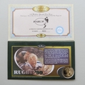 1999 Rugby World Cup 1 Crown Coin Cover - Benham First Day Cover Signed