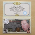 1998 Prince of Wales 50th Birthday 5 Pounds Virenium Coin Cover - Benham First Day Cover - Signed