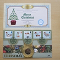 2001 Merry Christmas 50p Pence Coin Cover - Benham First Day Cover